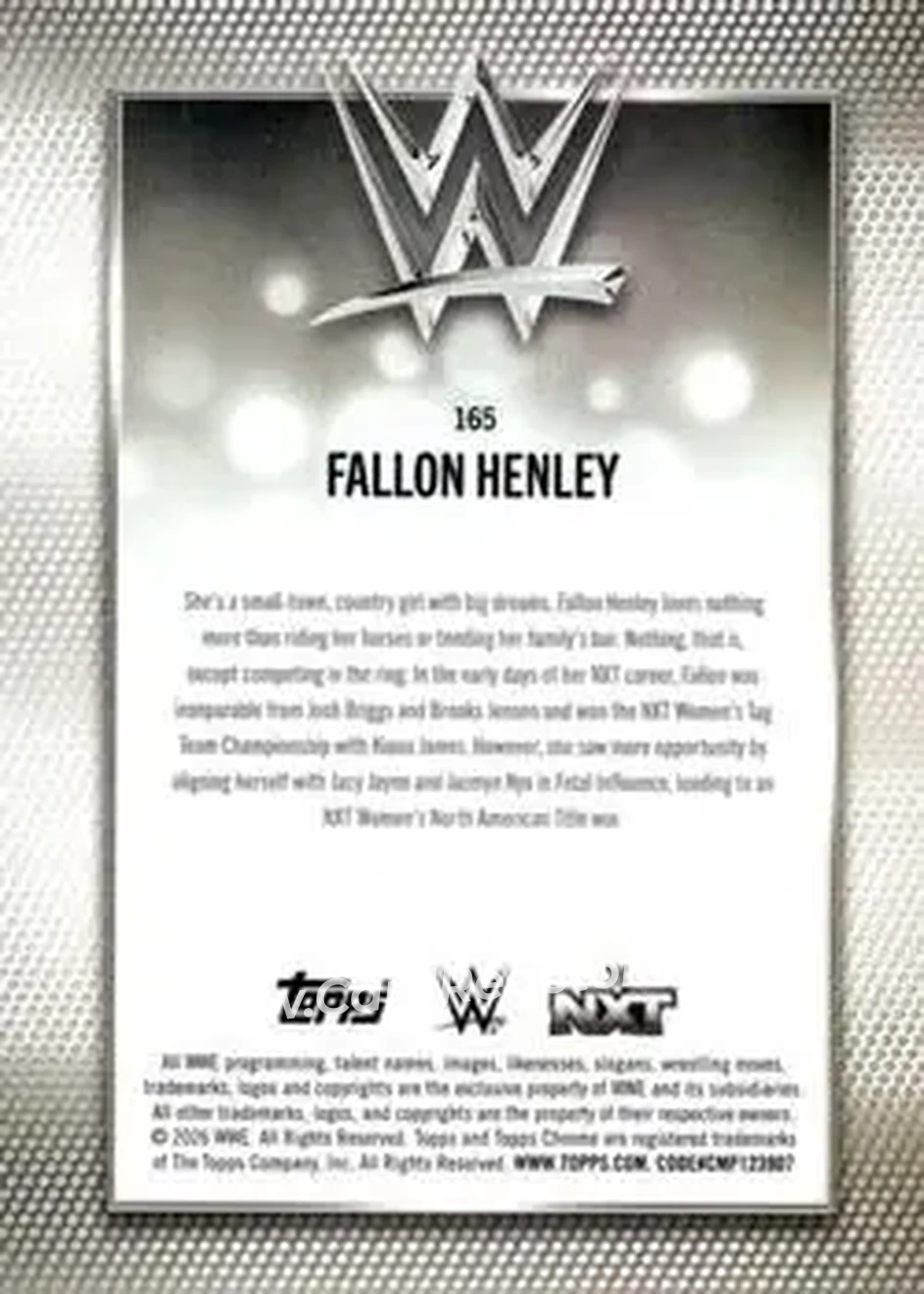 2026 Topps Chrome WWE #165 - Fallon Henley - Back 2026 Topps Chrome WWE #165 - Fallon Henley - Back