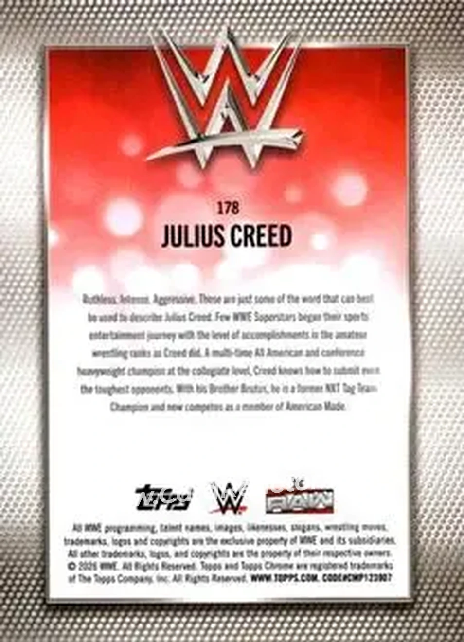2026 Topps Chrome WWE #178 - Julius Creed - Back