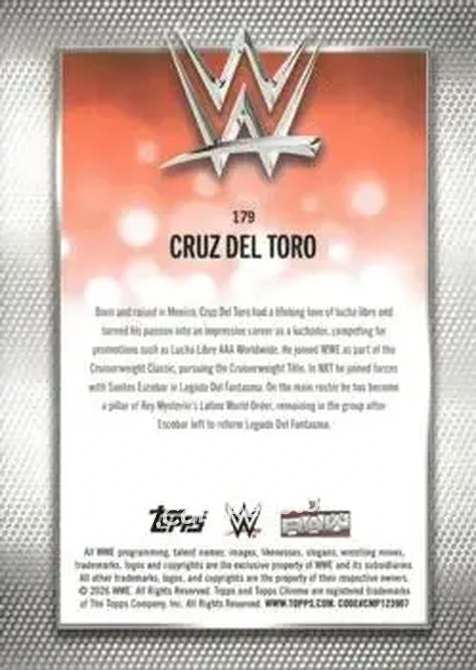 2026 Topps Chrome WWE #179 - Cruz Del Toro - Back
