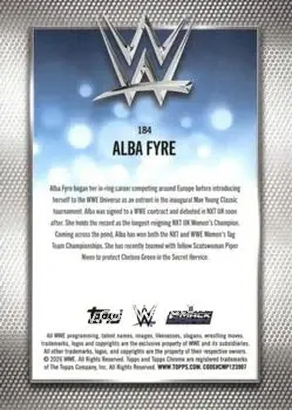 2026 Topps Chrome WWE #184 - Alba Fyre - Back