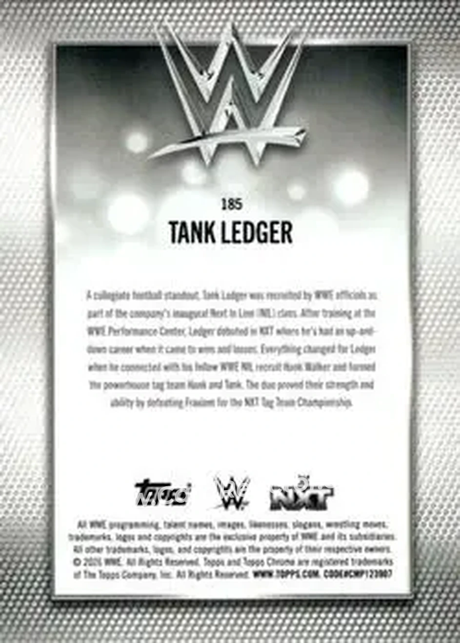 2026 Topps Chrome WWE #185 - Tank Ledger - Back 2026 Topps Chrome WWE #185 - Tank Ledger - Back