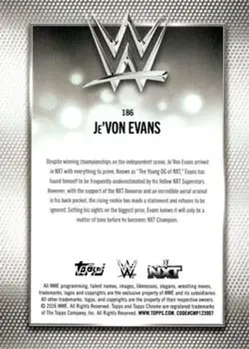 2026 Topps Chrome WWE #186 - Je'Von Evans - Back