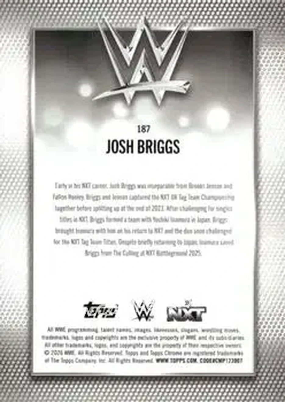 2026 Topps Chrome WWE #187 - Josh Briggs - Back
