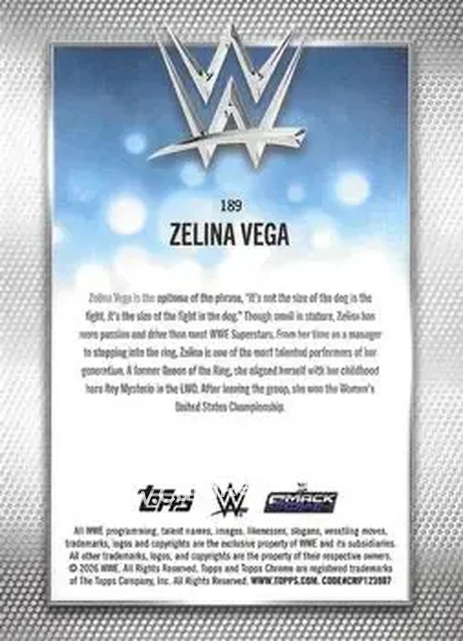 2026 Topps Chrome WWE #189 - Zelina Vega - Back 2026 Topps Chrome WWE #189 - Zelina Vega - Back