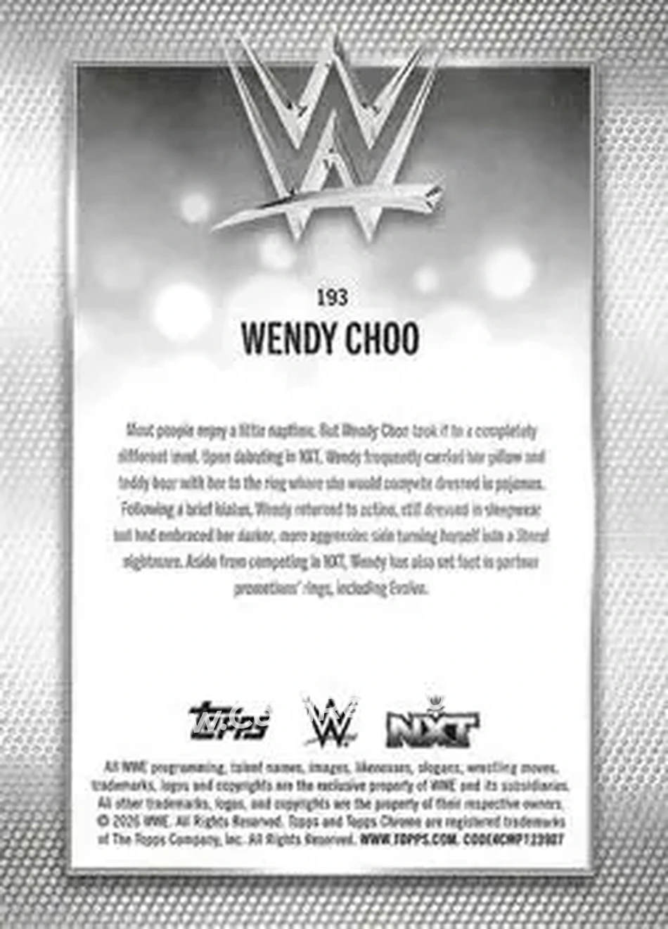 2026 Topps Chrome WWE #193 - Wendy Choo - Back 2026 Topps Chrome WWE #193 - Wendy Choo - Back
