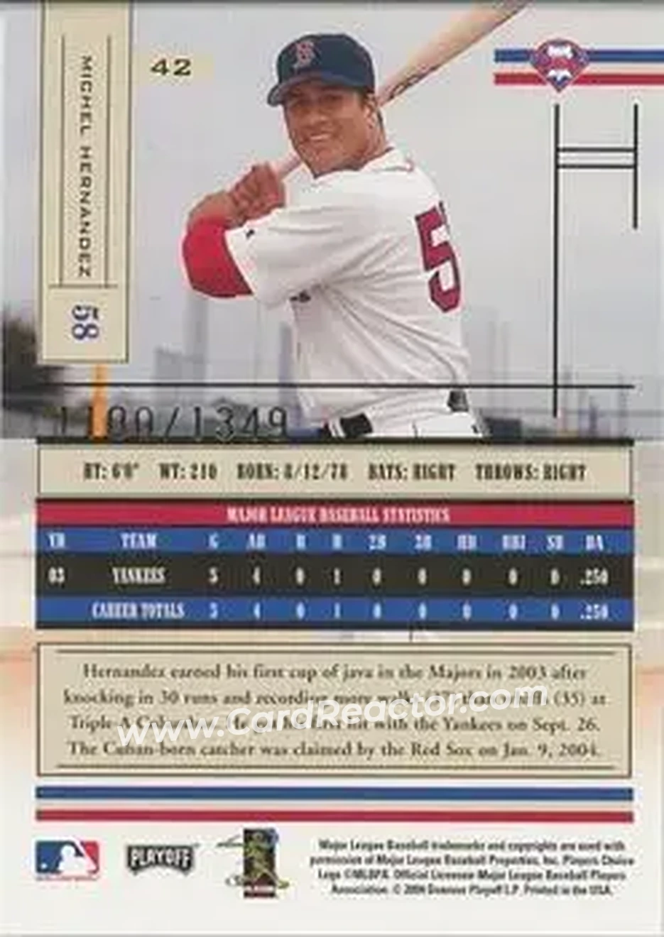 2004 Playoff Absolute Memorabilia #42 - Michel Hernandez - Philadelphia Phillies - Back