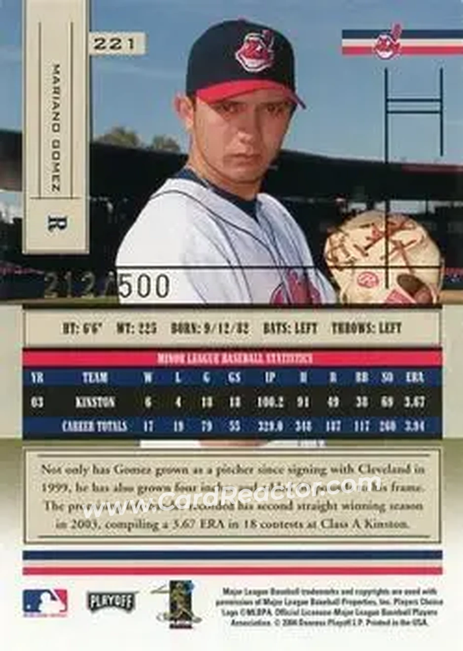 2004 Playoff Absolute Memorabilia #221 - Mariano Gomez - Cleveland Indians - Back