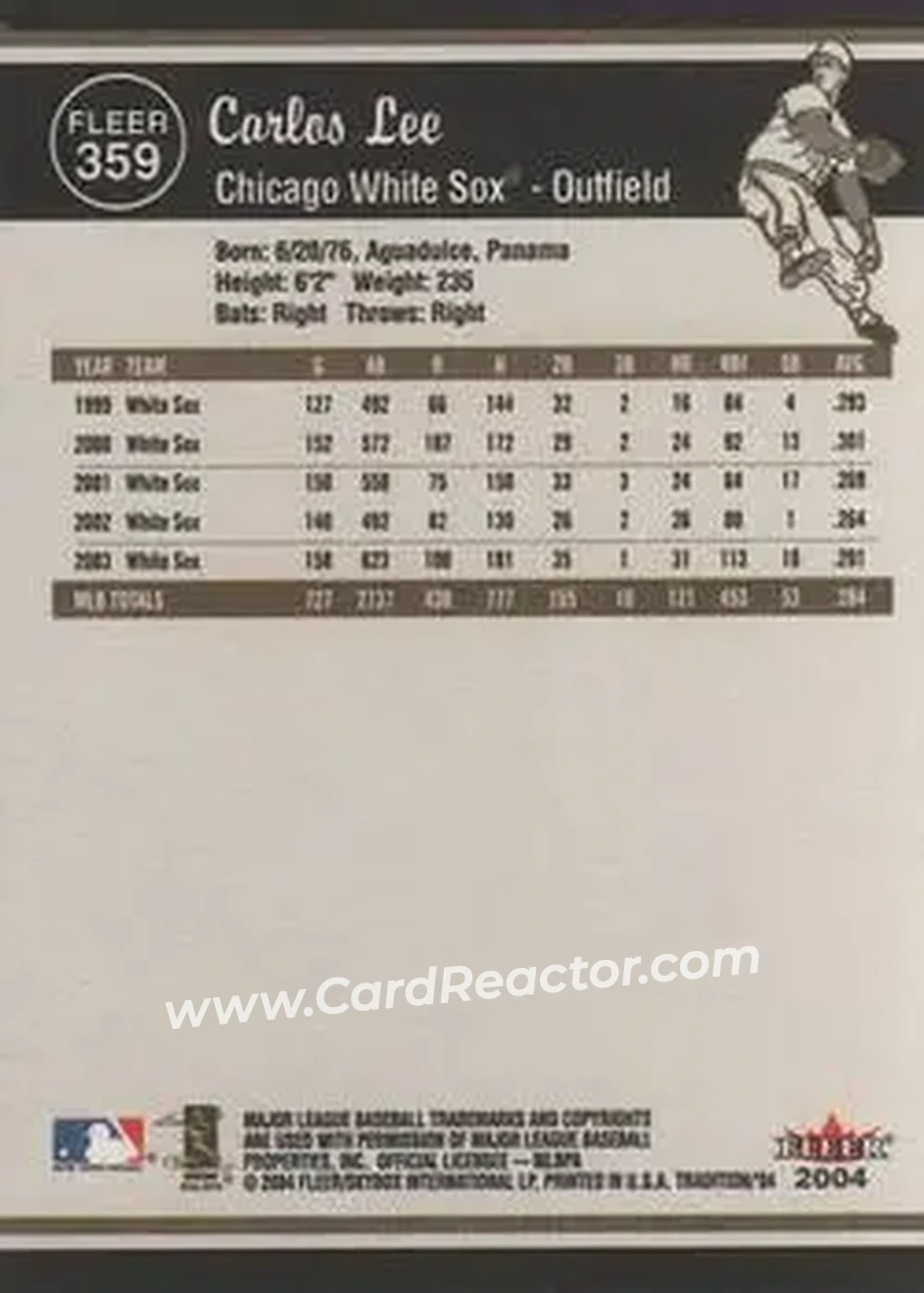 2004 Fleer Tradition #359 - Carlos Lee - Chicago White Sox - Back