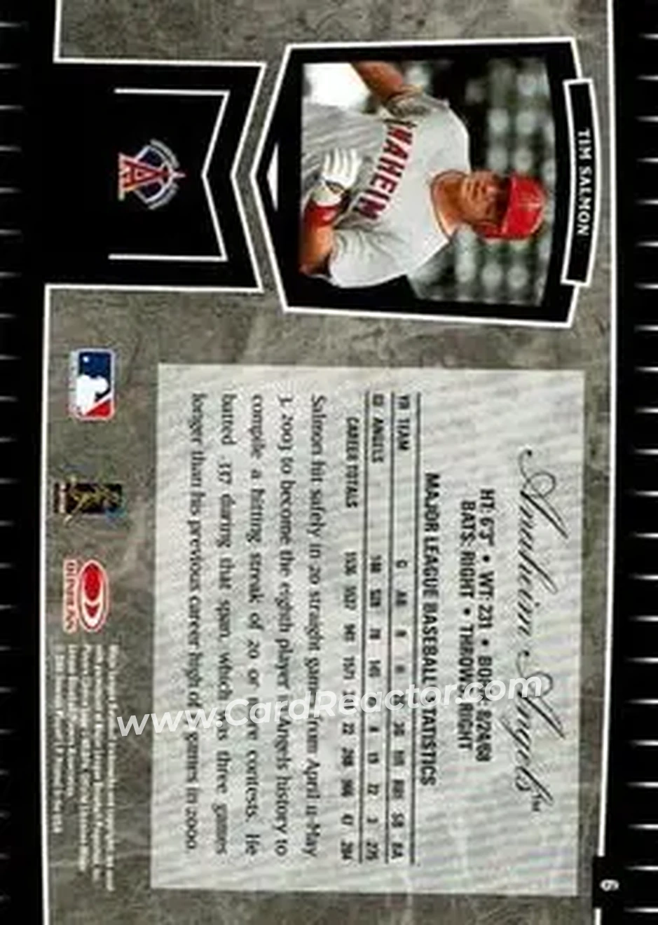 2004 Leaf Certified Cuts #6 - Tim Salmon - Anaheim Angels - Back