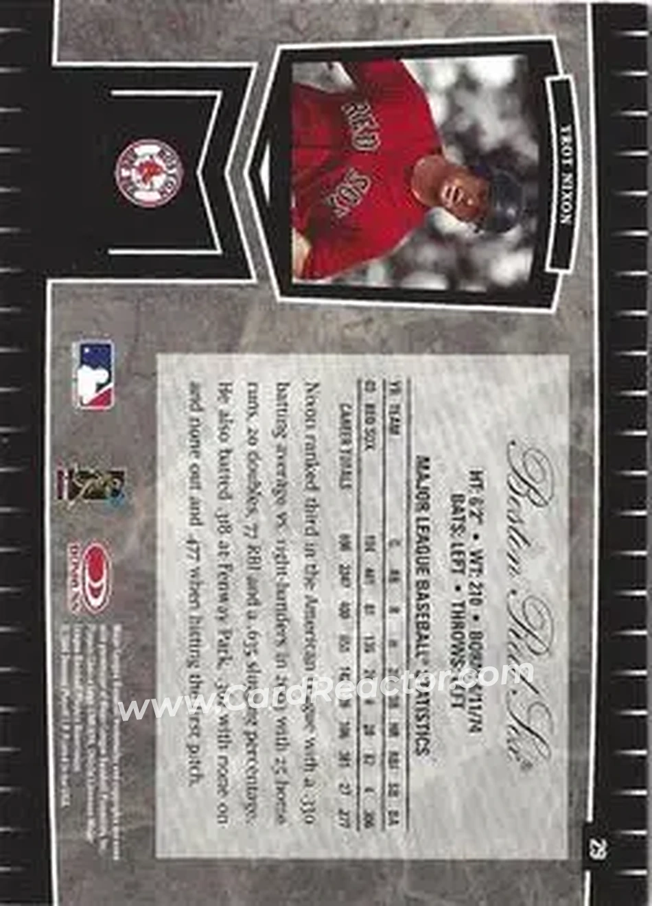 2004 Leaf Certified Cuts #29 - Trot Nixon - Boston Red Sox - Back