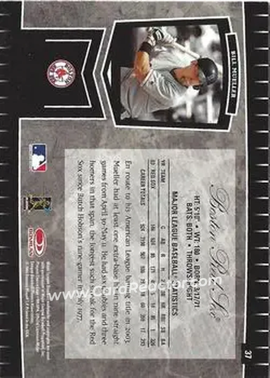 2004 Leaf Certified Cuts #37 - Bill Mueller - Boston Red Sox - Back 2004 Leaf Certified Cuts #37 - Bill Mueller - Boston Red Sox - Back