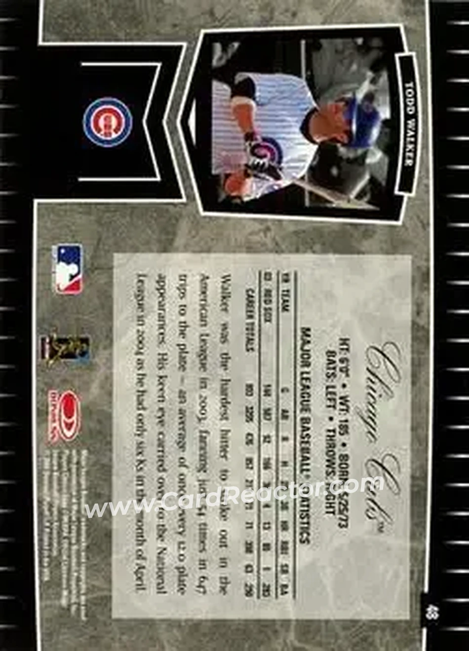 2004 Leaf Certified Cuts #48 - Todd Walker - Chicago Cubs - Back 2004 Leaf Certified Cuts #48 - Todd Walker - Chicago Cubs - Back