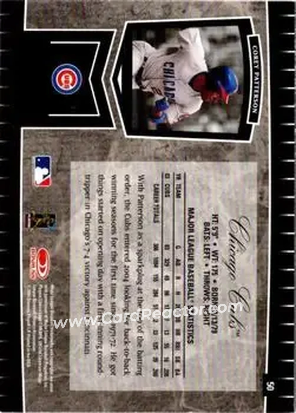 2004 Leaf Certified Cuts #50 - Corey Patterson - Chicago Cubs - Back