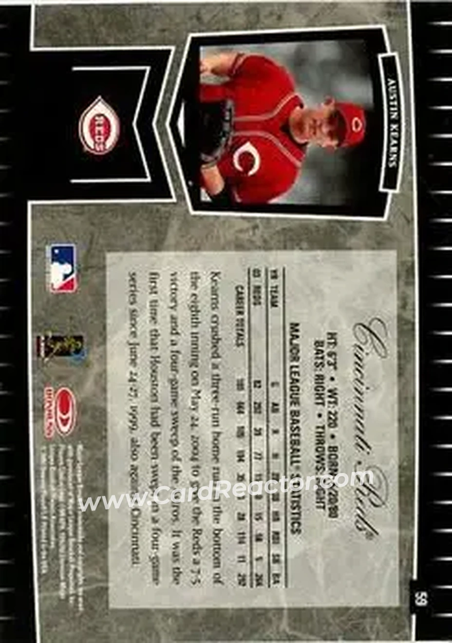 2004 Leaf Certified Cuts #59 - Austin Kearns - Cincinnati Reds - Back