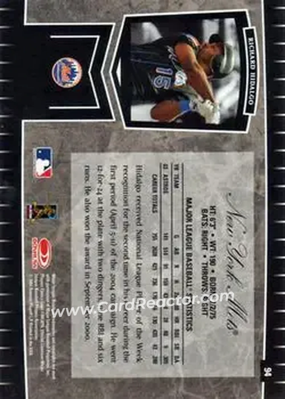 2004 Leaf Certified Cuts #94 - Richard Hidalgo - New York Mets - Back