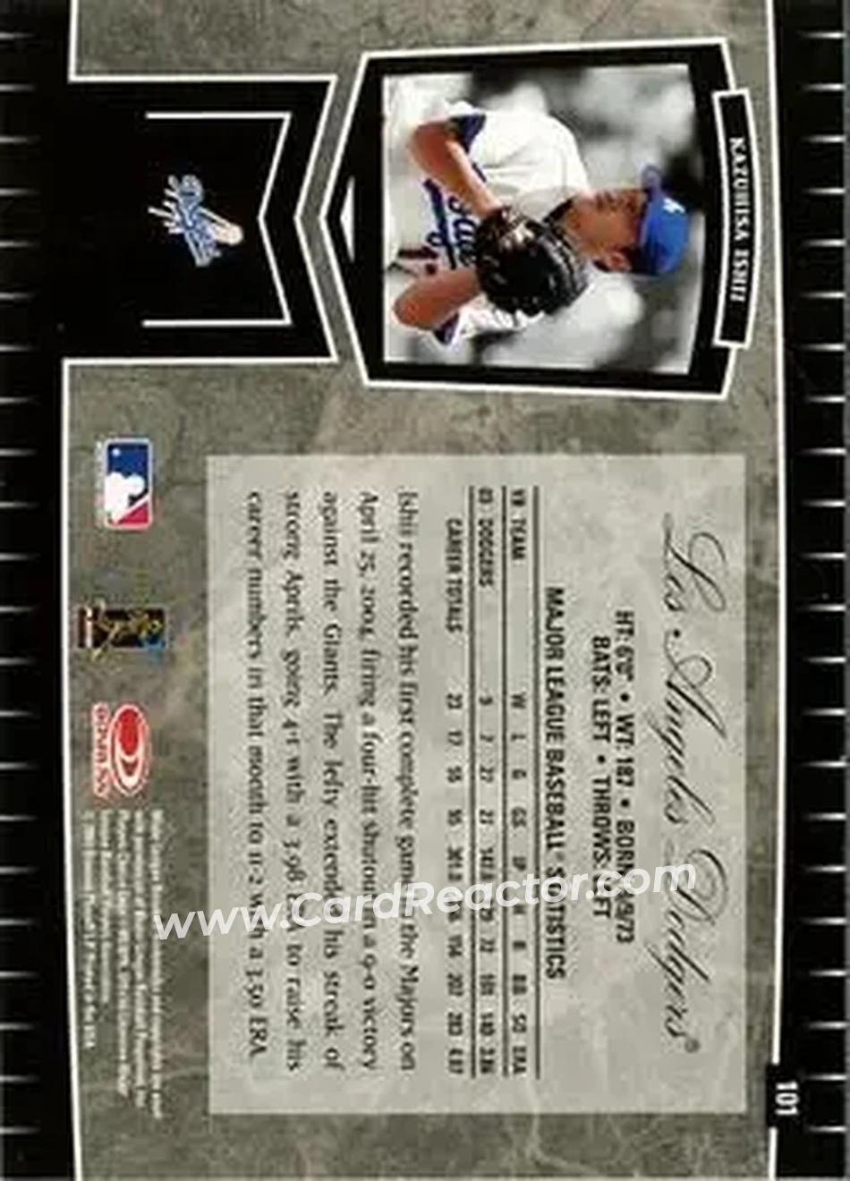 2004 Leaf Certified Cuts #101 - Kazuhisa Ishii - Los Angeles Dodgers - Back