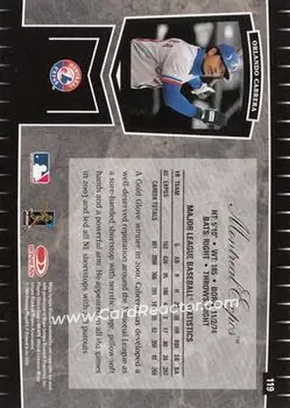 2004 Leaf Certified Cuts #119 - Orlando Cabrera - Montreal Expos - Back