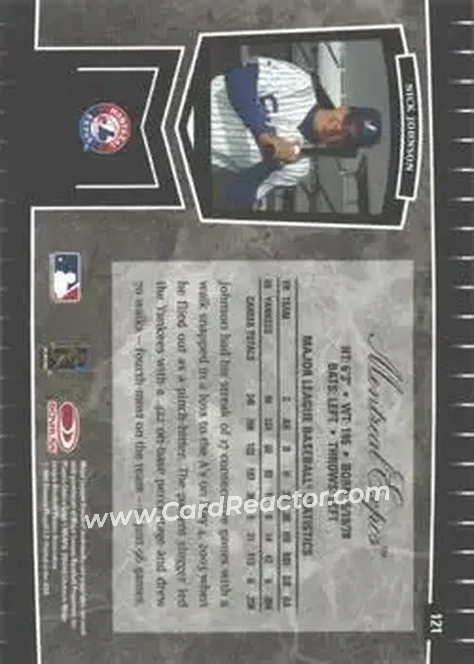2004 Leaf Certified Cuts #121 - Nick Johnson - Montreal Expos - Back