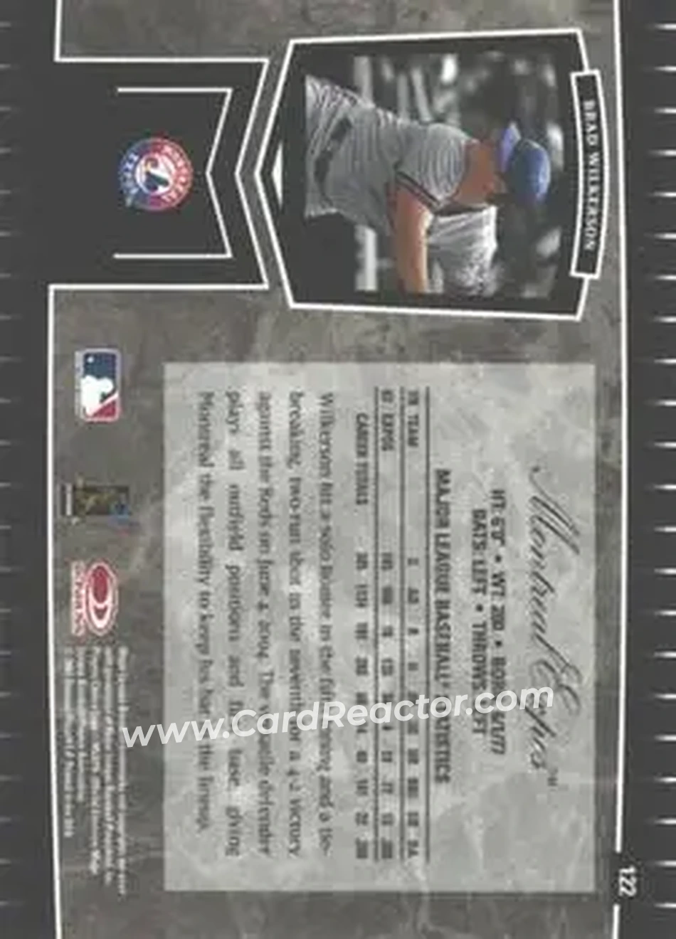2004 Leaf Certified Cuts #122 - Brad Wilkerson - Montreal Expos - Back