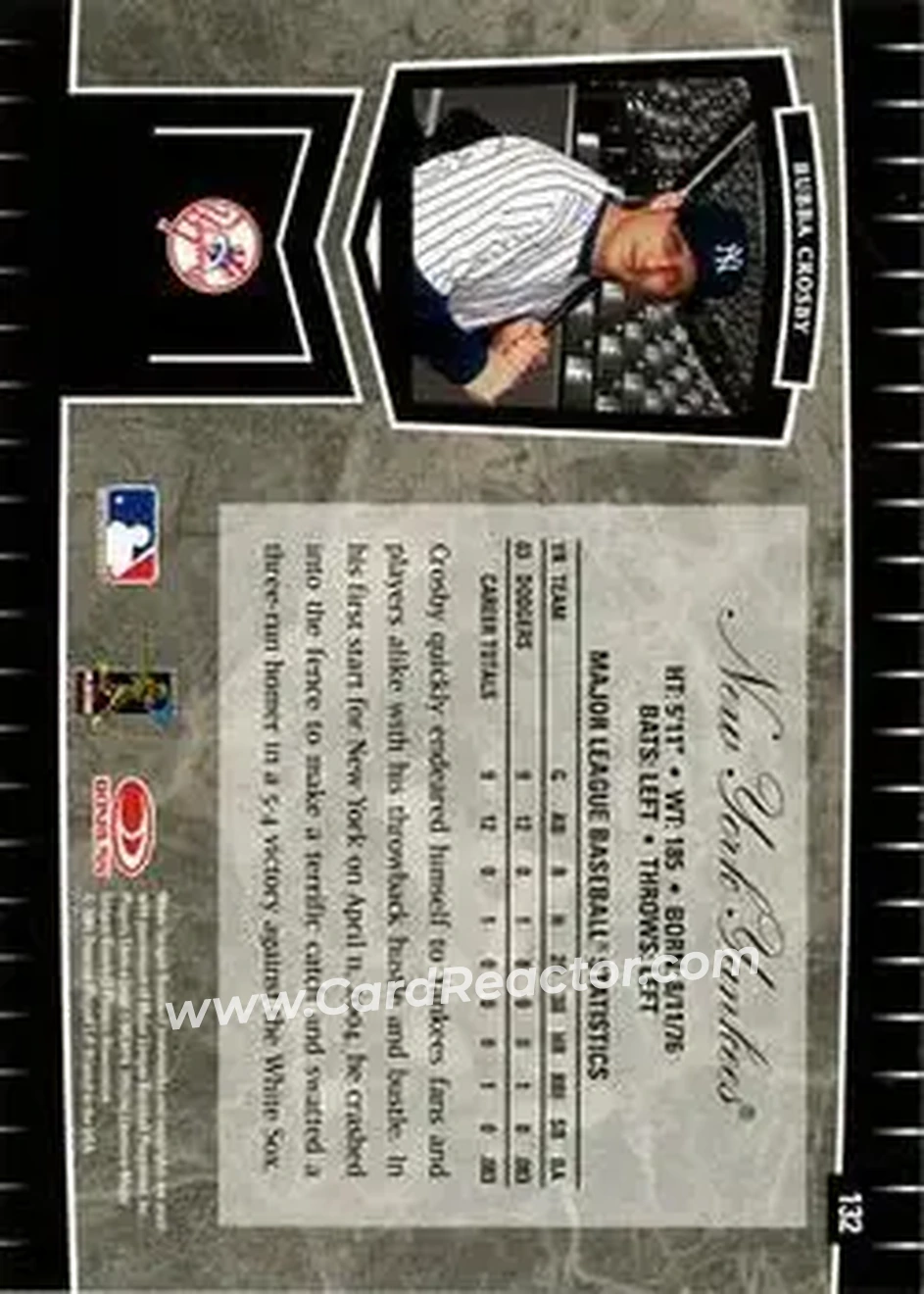 2004 Leaf Certified Cuts #132 - Bubba Crosby - New York Yankees - Back