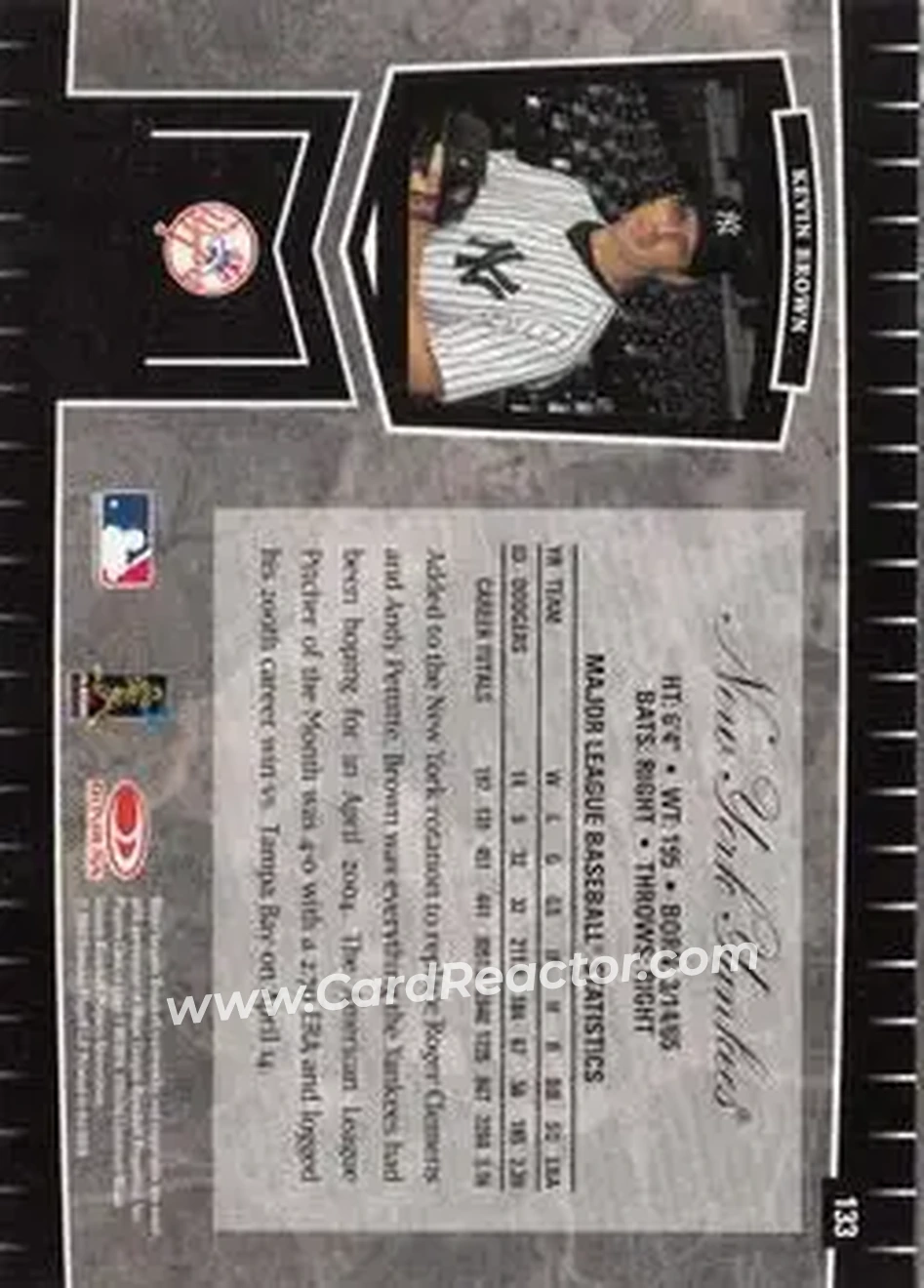 2004 Leaf Certified Cuts #133 - Kevin Brown - New York Yankees - Back