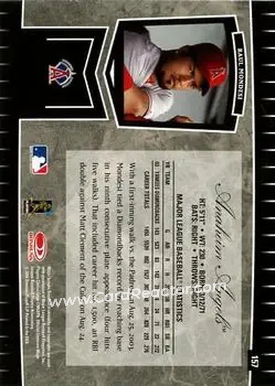 2004 Leaf Certified Cuts #157 - Raul Mondesi - Anaheim Angels - Back