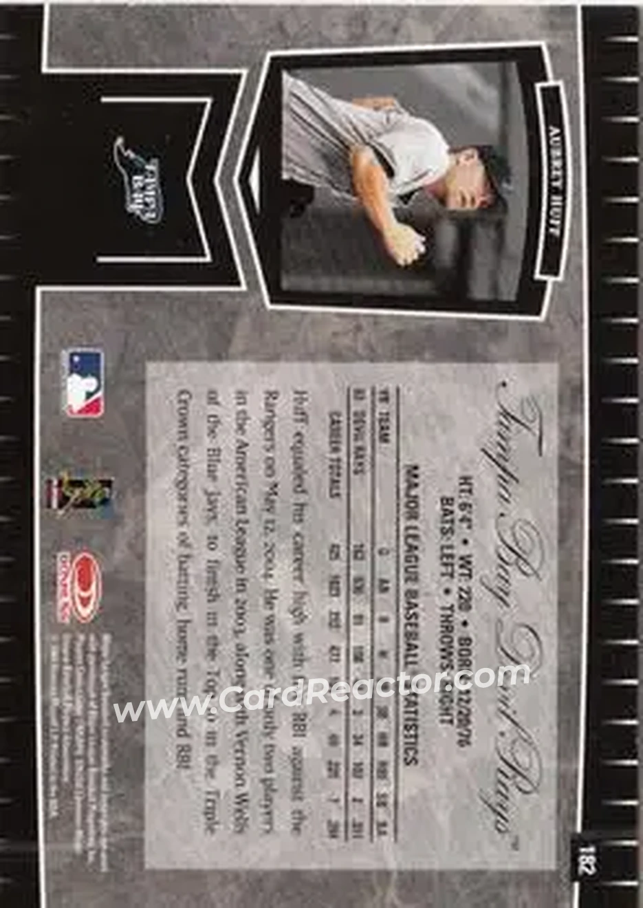 2004 Leaf Certified Cuts #182 - Aubrey Huff - Tampa Bay Devil Rays - Back