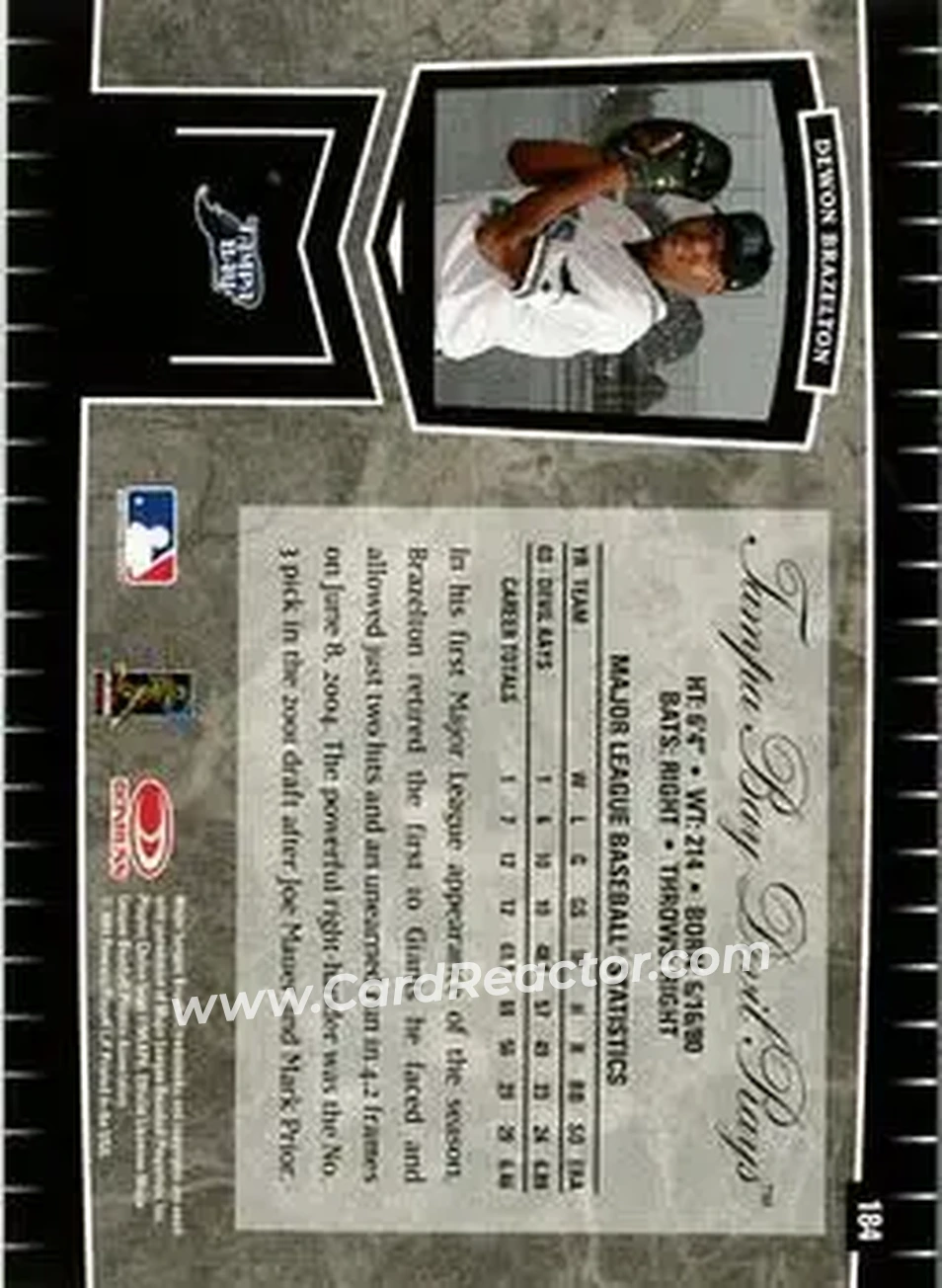 2004 Leaf Certified Cuts #184 - Dewon Brazelton - Tampa Bay Devil Rays - Back