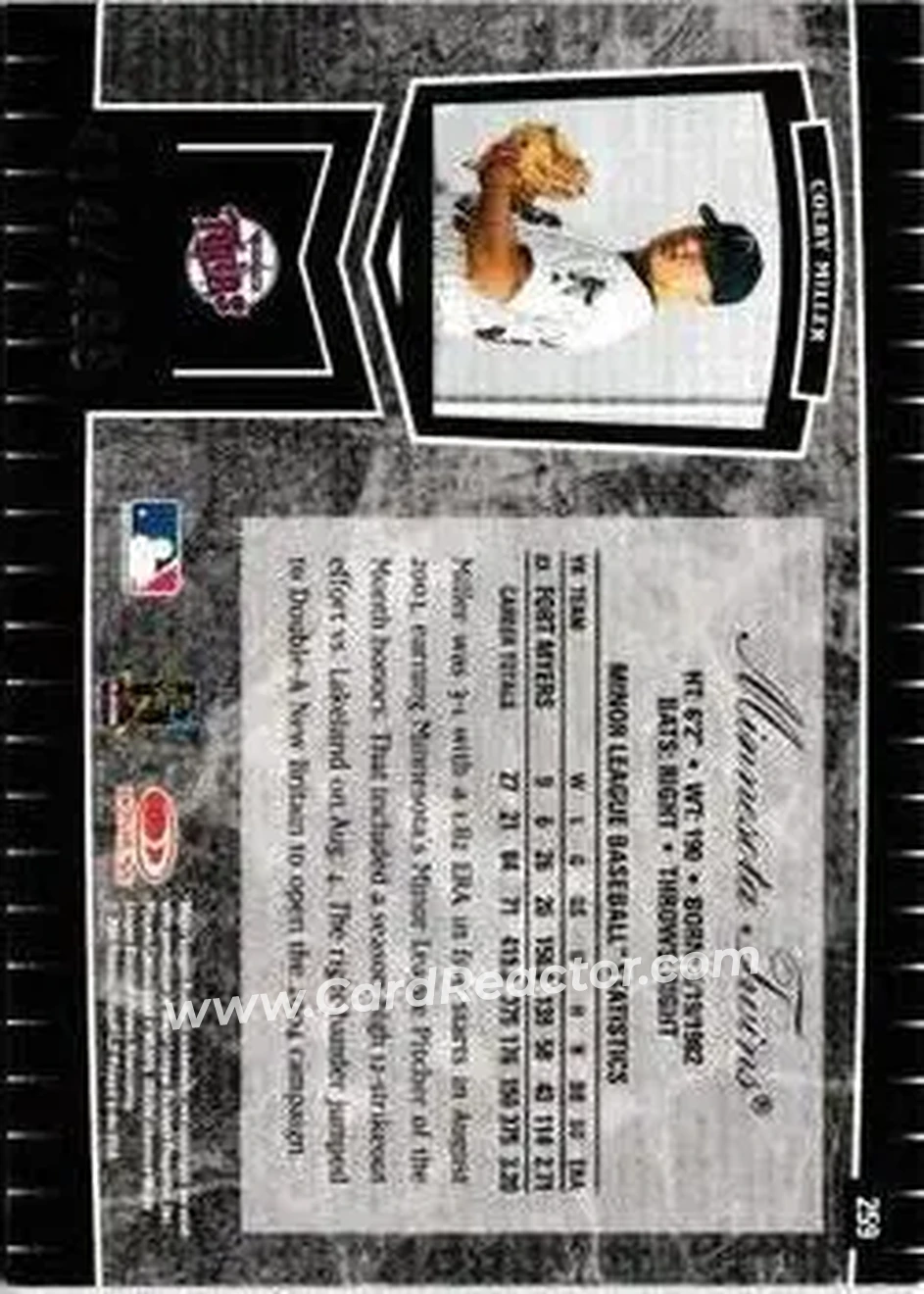 2004 Leaf Certified Cuts #259 - Colby Miller - Minnesota Twins - Back