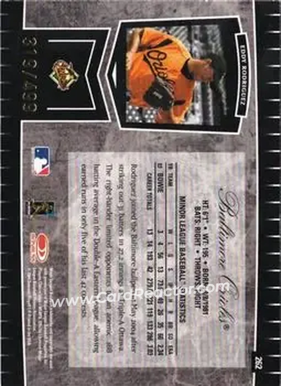 2004 Leaf Certified Cuts #262 - Eddy Rodriguez - Baltimore Orioles - Back
