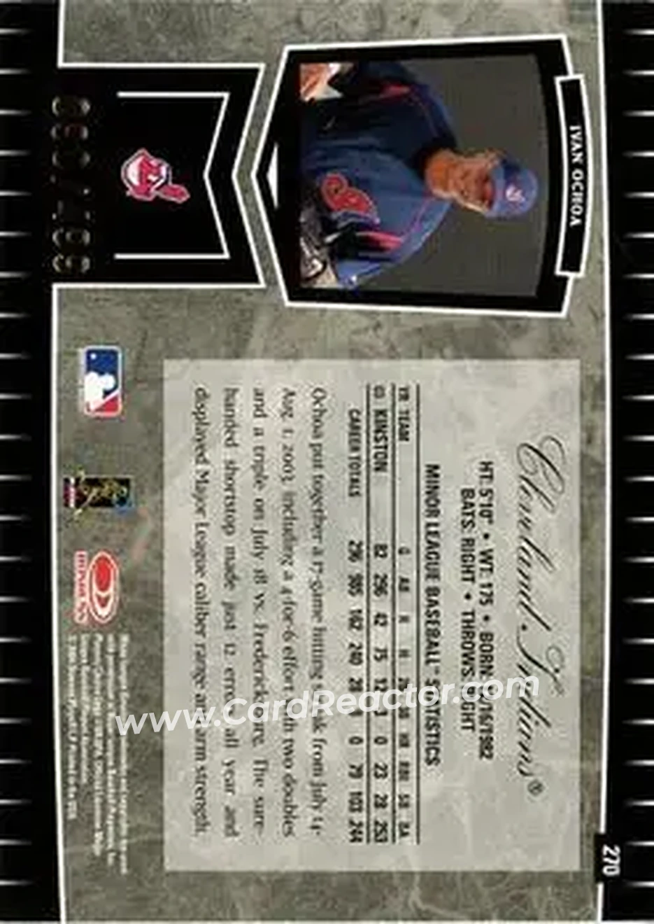 2004 Leaf Certified Cuts #270 - Ivan Ochoa - Cleveland Indians - Back