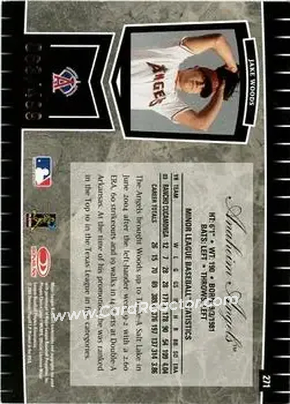 2004 Leaf Certified Cuts #271 - Jake Woods - Anaheim Angels - Back