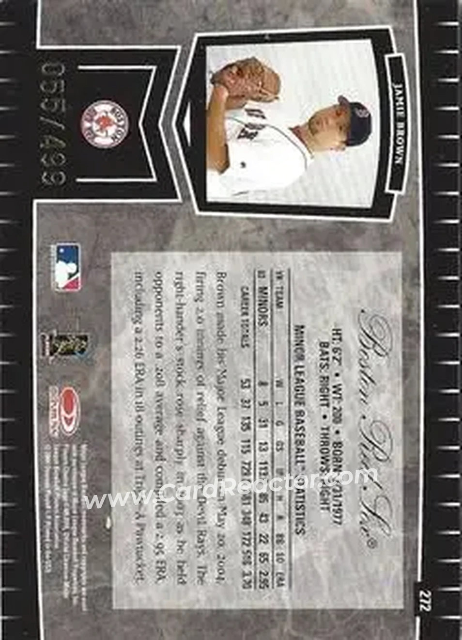 2004 Leaf Certified Cuts #272 - Jamie Brown - Boston Red Sox - Back