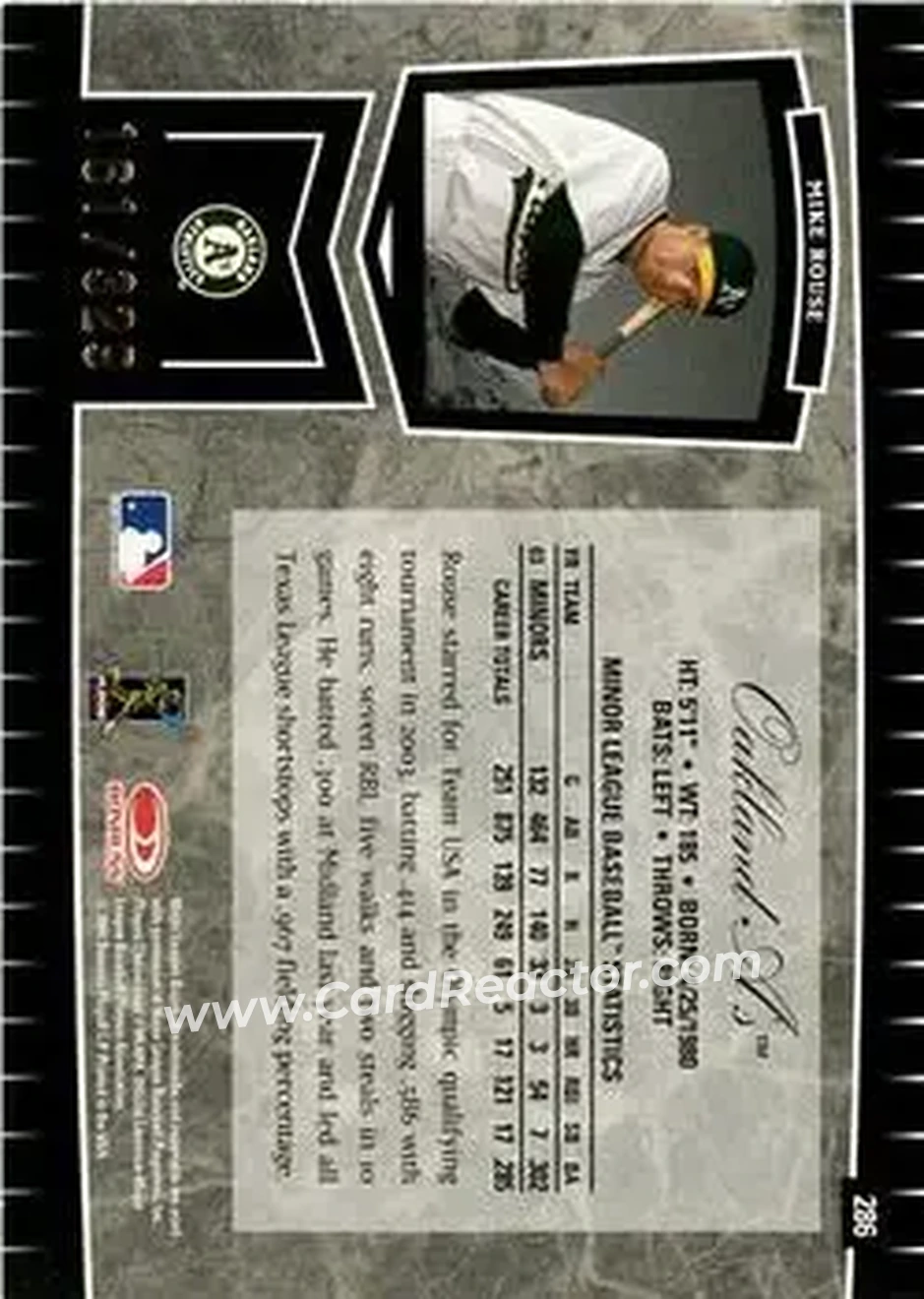 2004 Leaf Certified Cuts #286 - Mike Rouse - Oakland Athletics - Back 2004 Leaf Certified Cuts #286 - Mike Rouse - Oakland Athletics - Back
