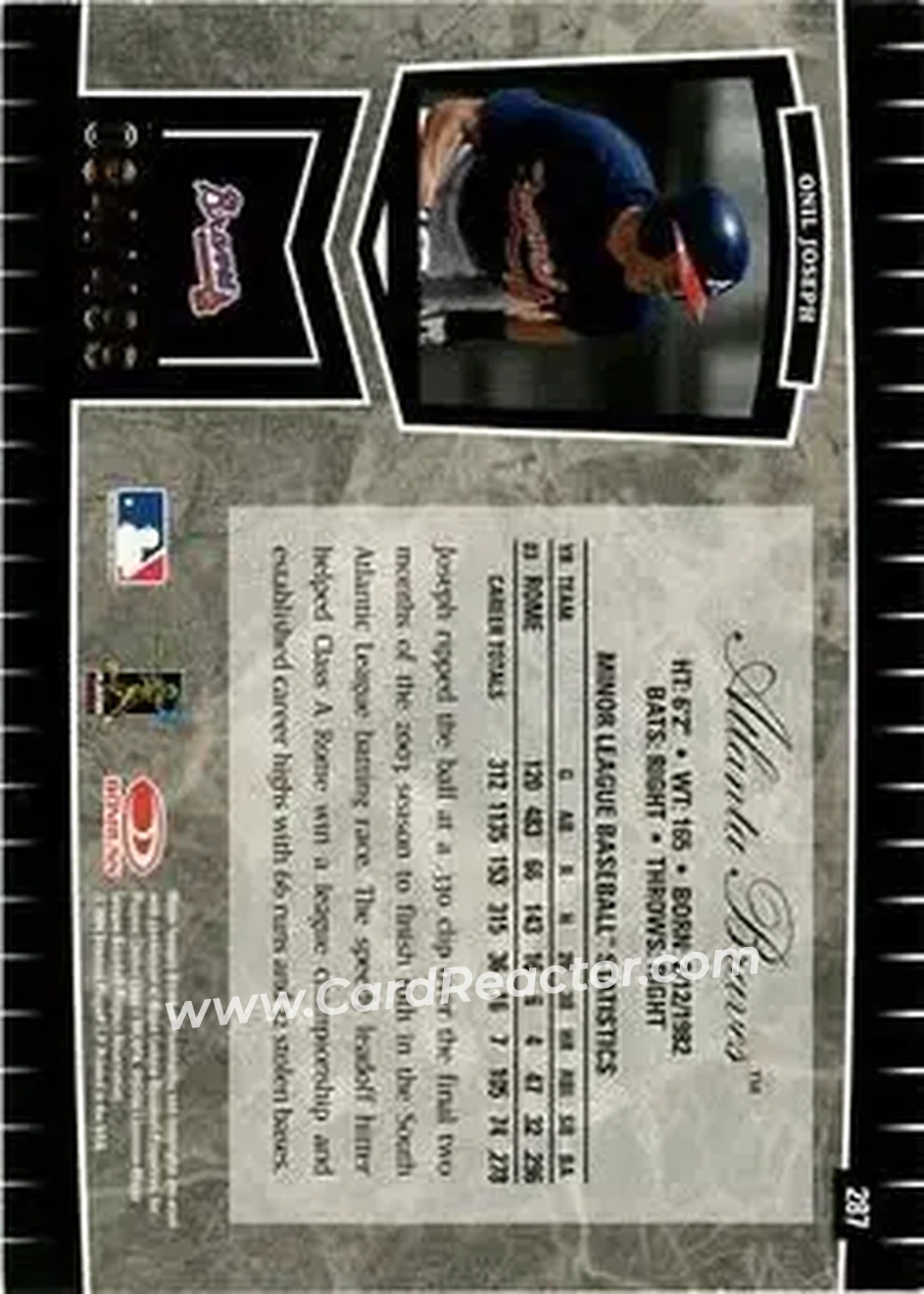 2004 Leaf Certified Cuts #287 - Onil Joseph - Atlanta Braves - Back
