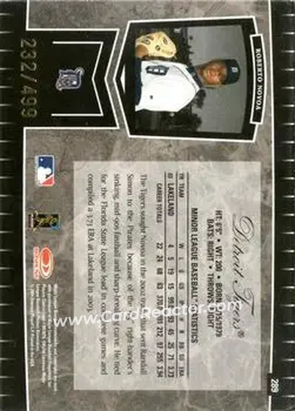 2004 Leaf Certified Cuts #289 - Roberto Novoa - Detroit Tigers - Back