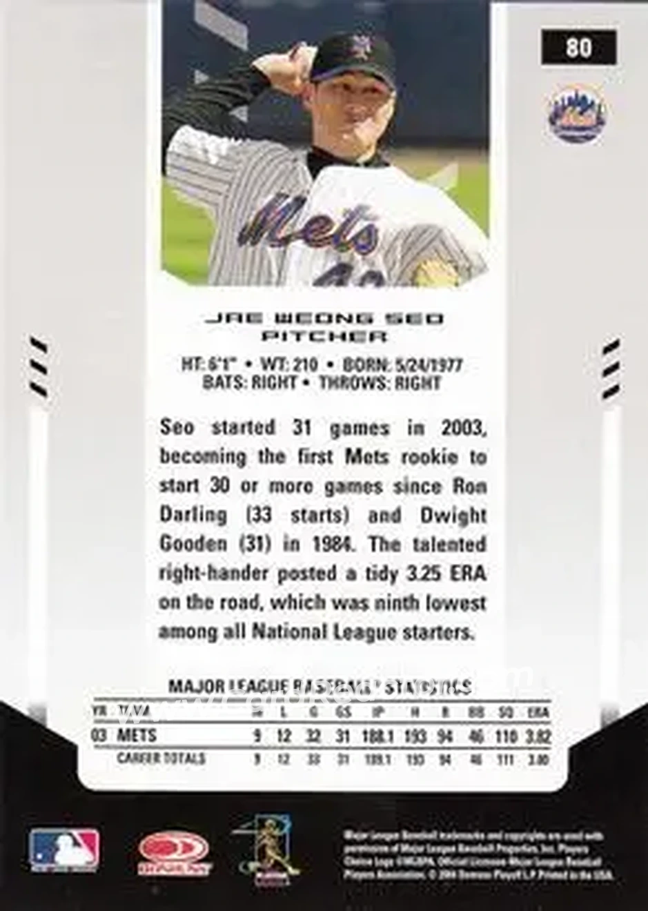 2004 Leaf Certified Materials #80 - Jae Seo - New York Mets - Back