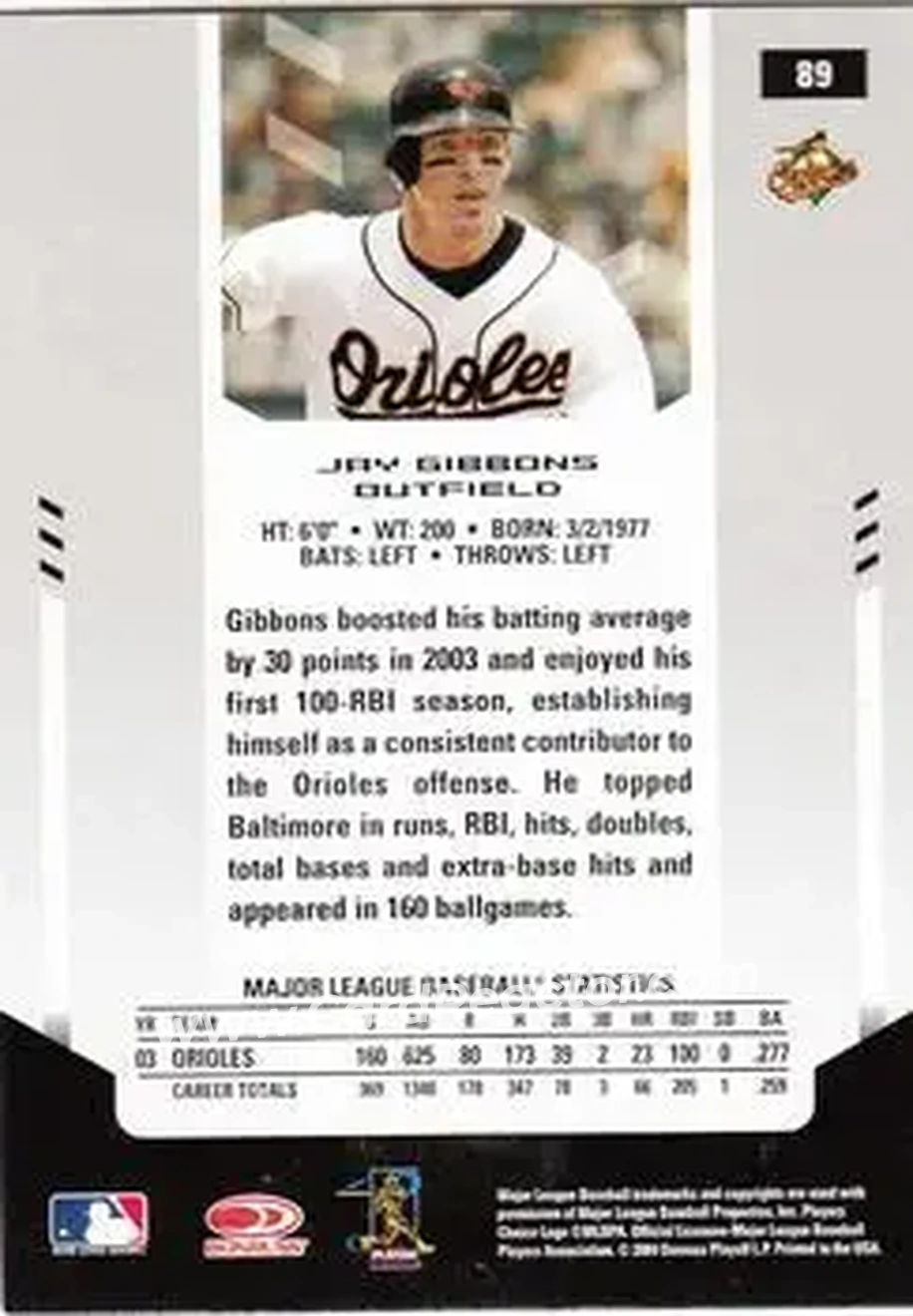 2004 Leaf Certified Materials #89 - Jay Gibbons - Baltimore Orioles - Back