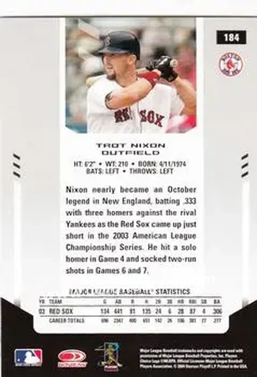 2004 Leaf Certified Materials #184 - Trot Nixon - Boston Red Sox - Back