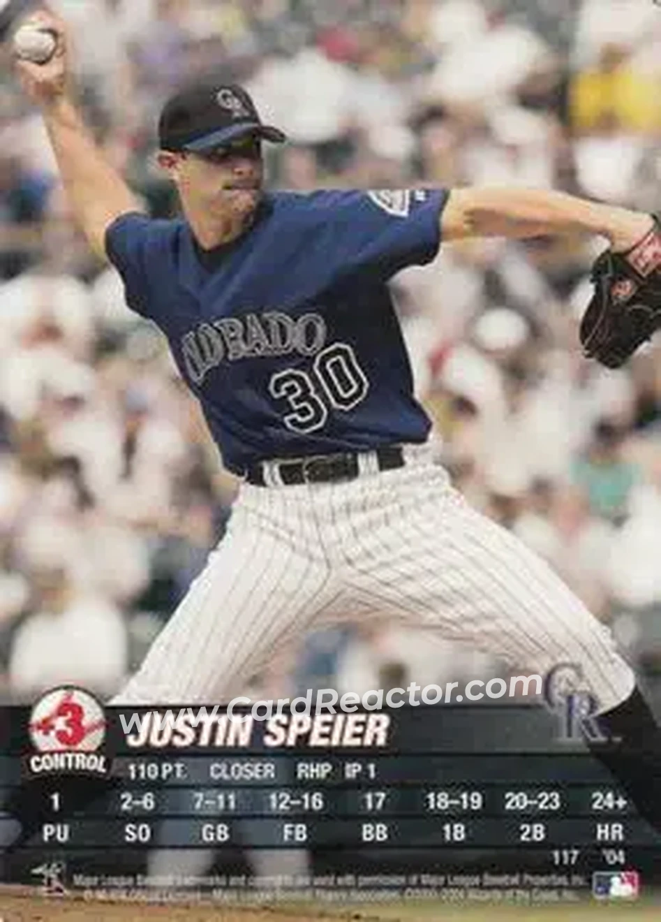 2004 MLB Showdown #117 - Justin Speier - Colorado Rockies - Front 2004 MLB Showdown #117 - Justin Speier - Colorado Rockies - Front