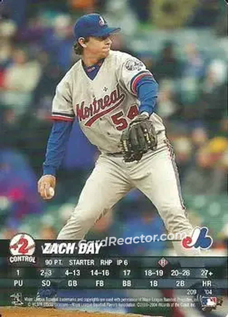 2004 MLB Showdown #209 - Zach Day - Montreal Expos - Front