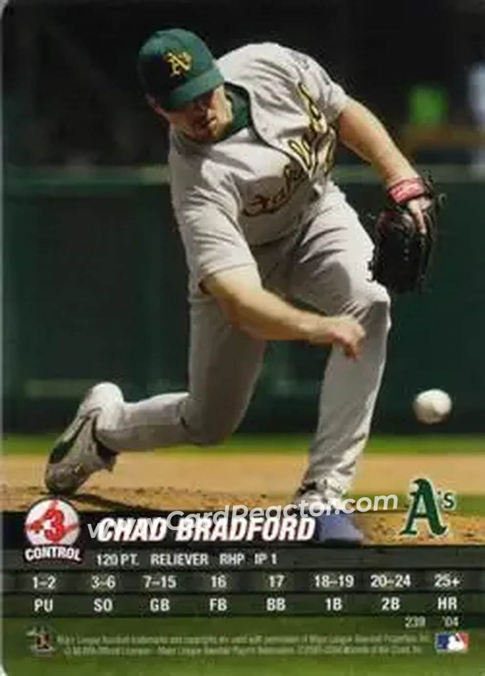 2004 MLB Showdown #239 - Chad Bradford - Oakland Athletics - Front