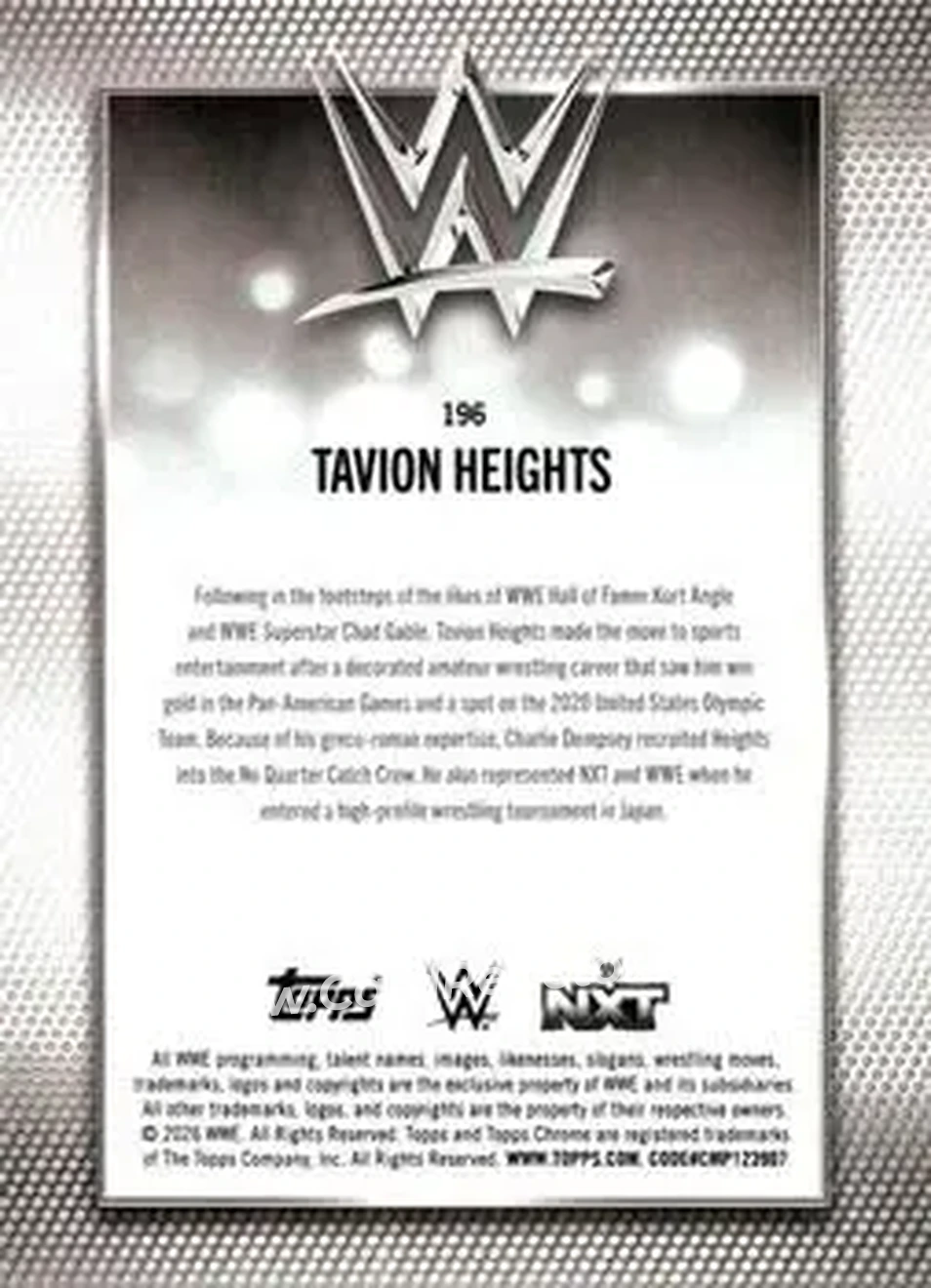 2026 Topps Chrome WWE #196 - Tavion Heights - Back 2026 Topps Chrome WWE #196 - Tavion Heights - Back
