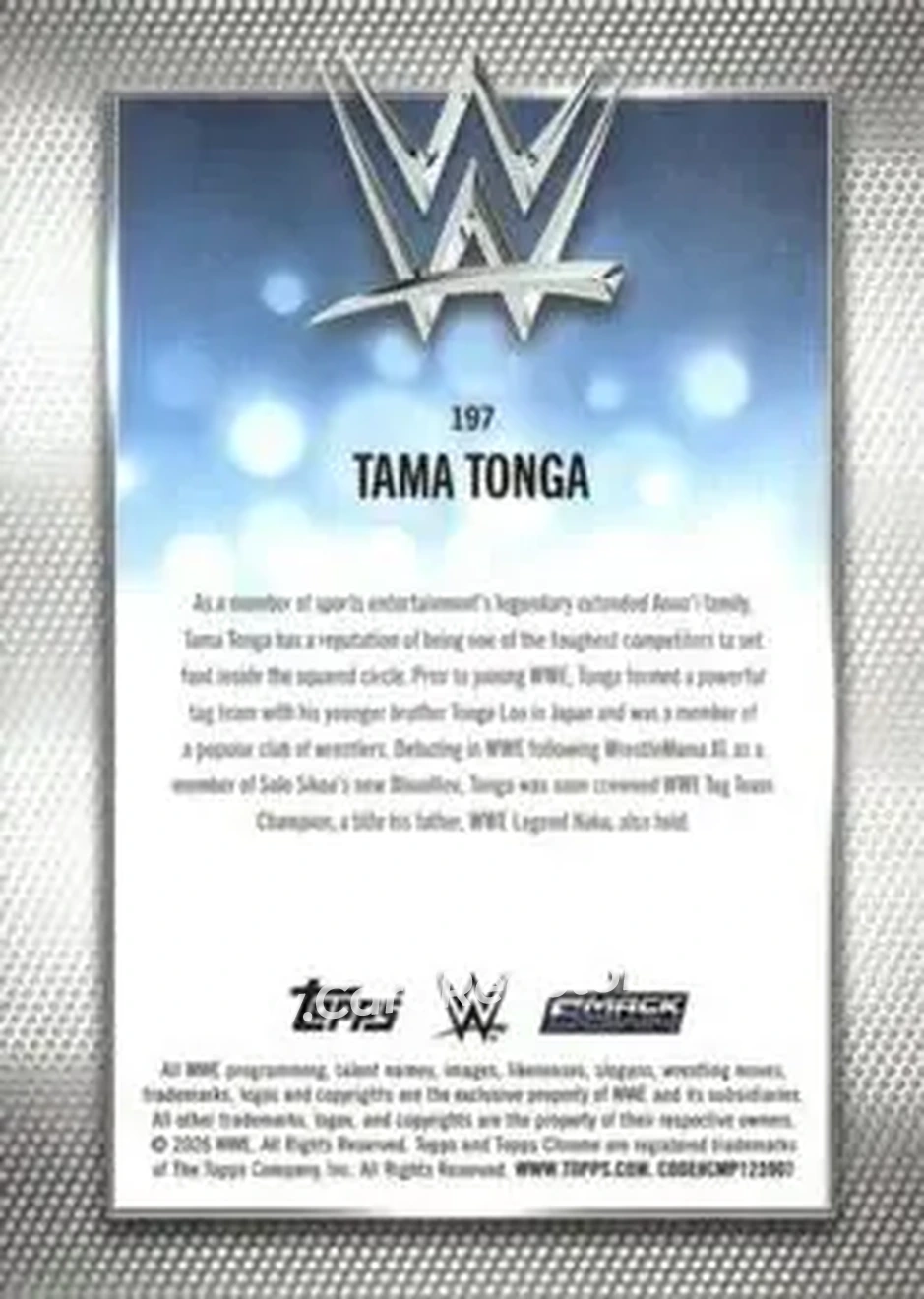 2026 Topps Chrome WWE #197 - Tama Tonga - Back