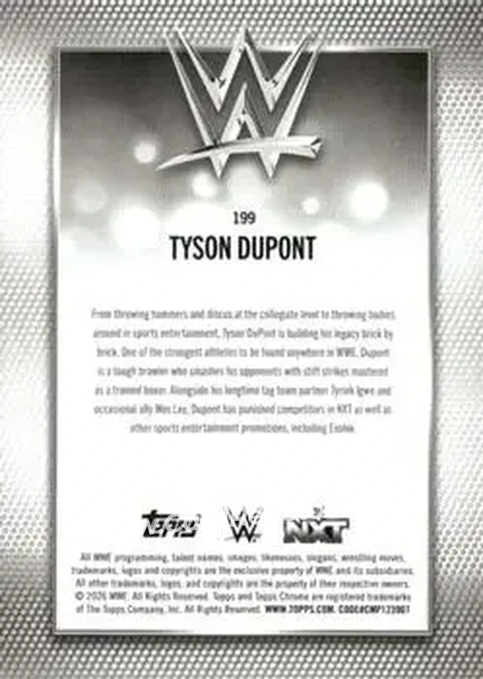 2026 Topps Chrome WWE #199 - Tyson Dupont - Back