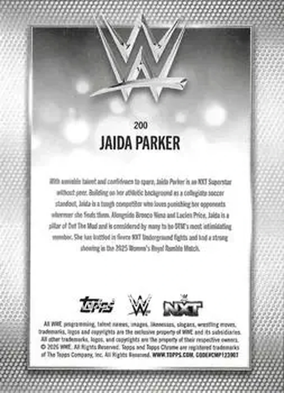 2026 Topps Chrome WWE #200 - Jaida Parker - Back