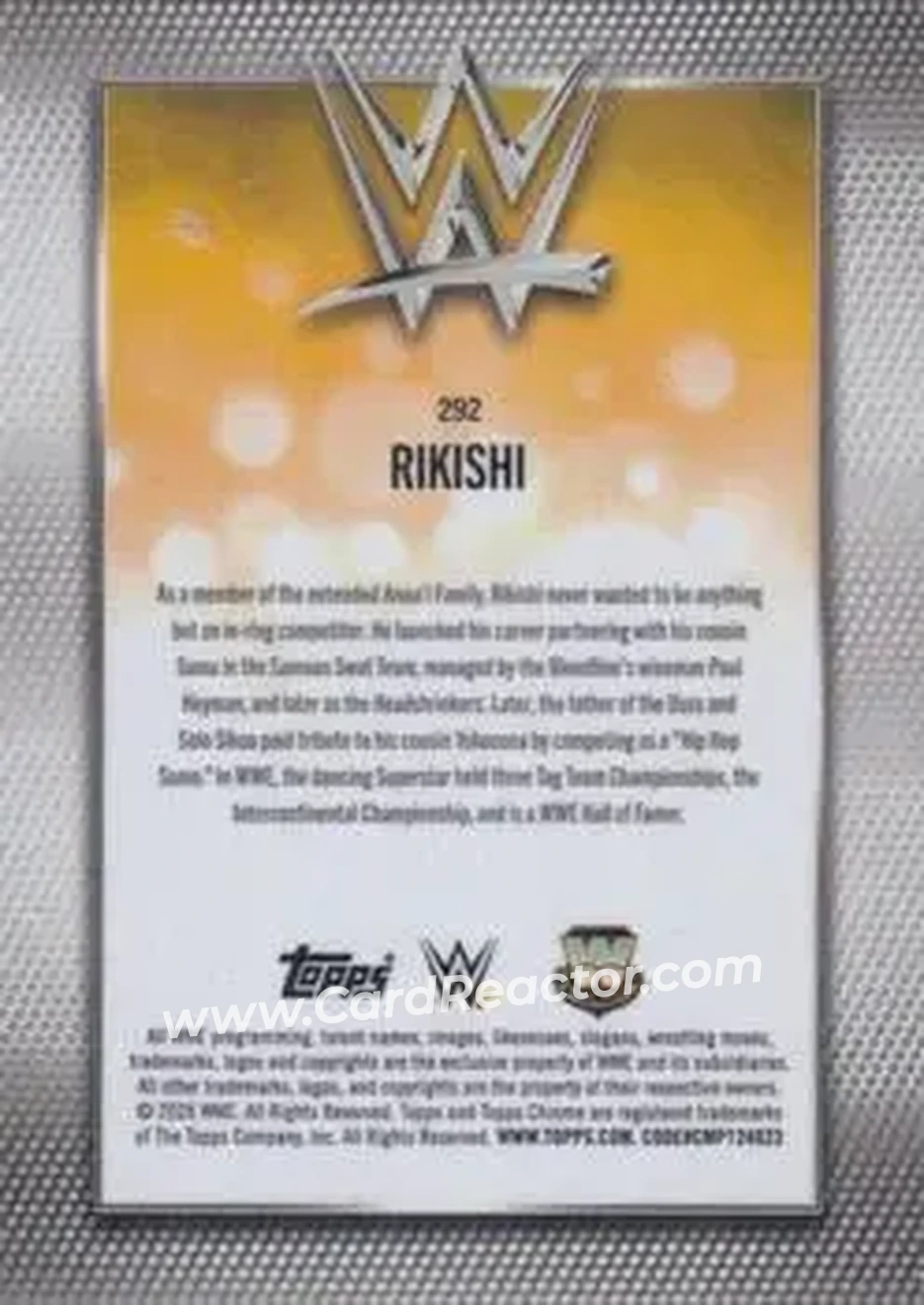 2026 Topps Chrome WWE #292 - Rikishi - Back 2026 Topps Chrome WWE #292 - Rikishi - Back