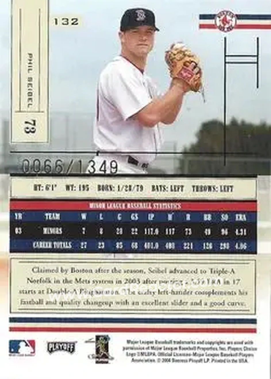 2004 Playoff Absolute Memorabilia #132 - Phil Seibel - Boston Red Sox - Back 2004 Playoff Absolute Memorabilia #132 - Phil Seibel - Boston Red Sox - Back