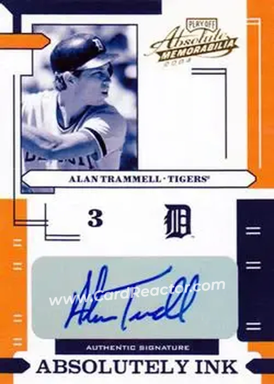 2004 Playoff Absolute Memorabilia - Absolutely Ink #AI-3 - Alan Trammell - Detroit Tigers - Front