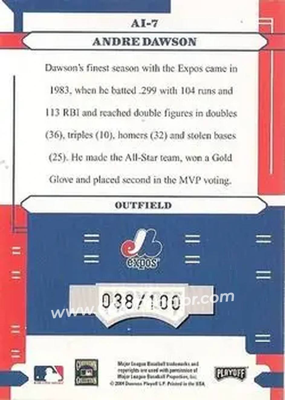 2004 Playoff Absolute Memorabilia - Absolutely Ink #AI-7 - Andre Dawson - Montreal Expos - Back